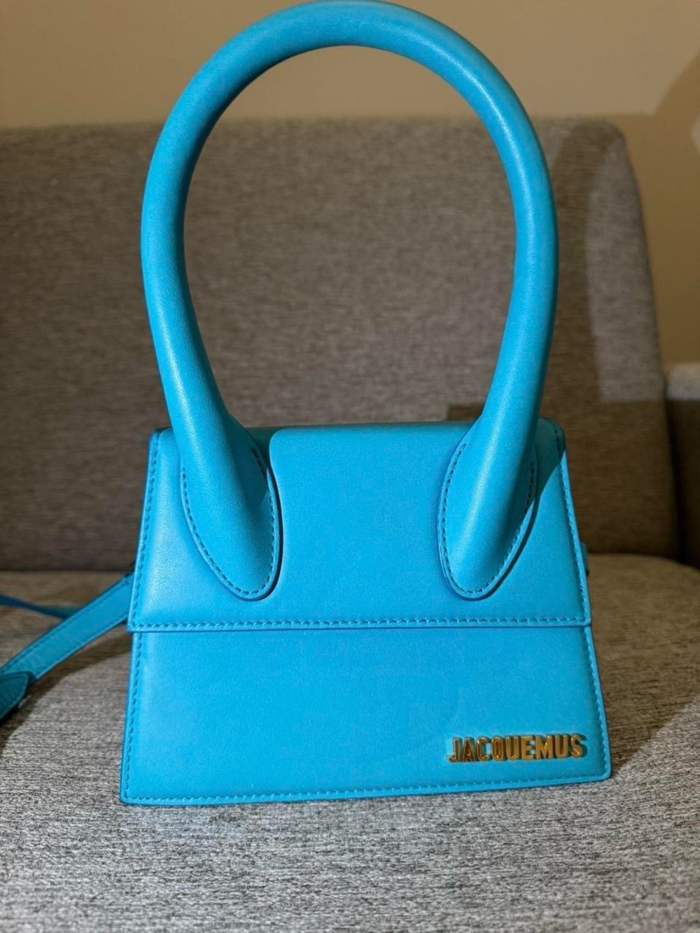 Jacquemus Le Chiquito Moyen Medium Leather Bag Blue Turquoise
